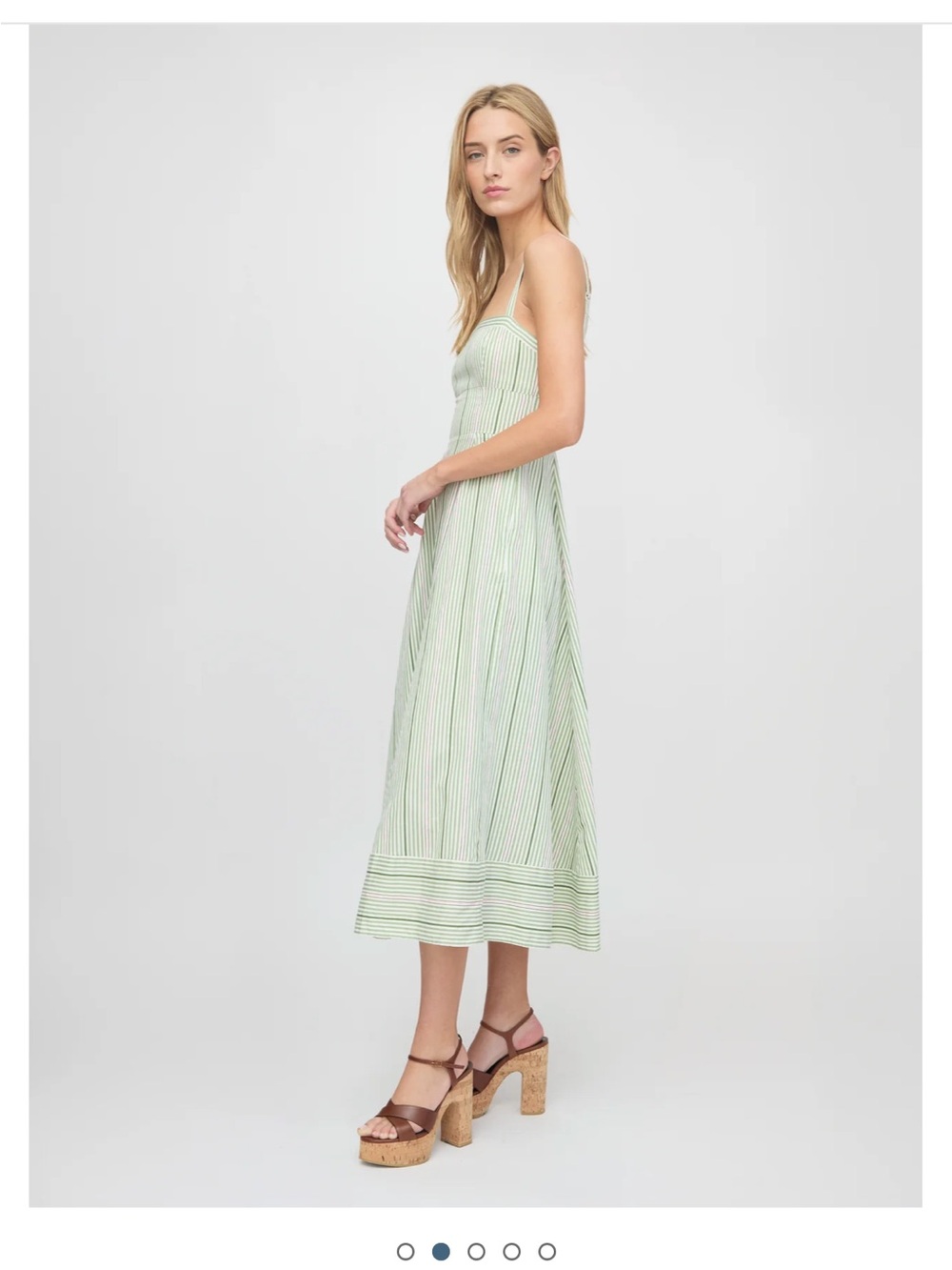 Hill House Margot Dress in Green Jacquard Stripe - Picture 4 of 10